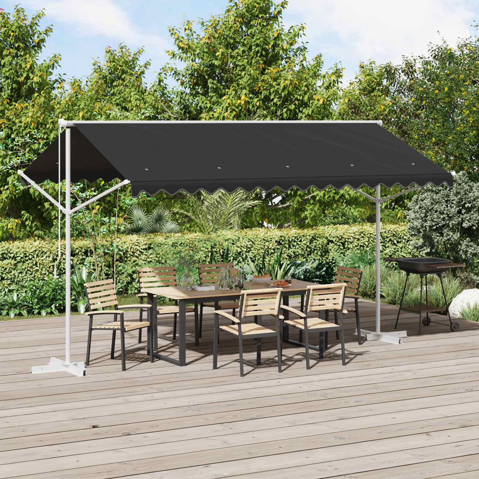 Toldo independiente 4 x 3 m Poliéster Gris antracita