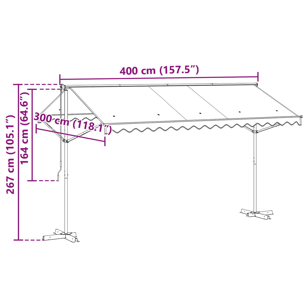 Toldo independiente 4 x 3 m Poliéster Gris antracita