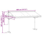 Toldo independiente 4 x 3 m Poliéster Gris antracita