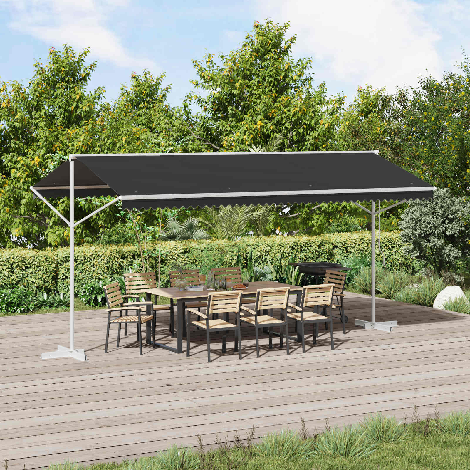 Free-standing awning 4 x 3 m Polyester Anthracite Grey
