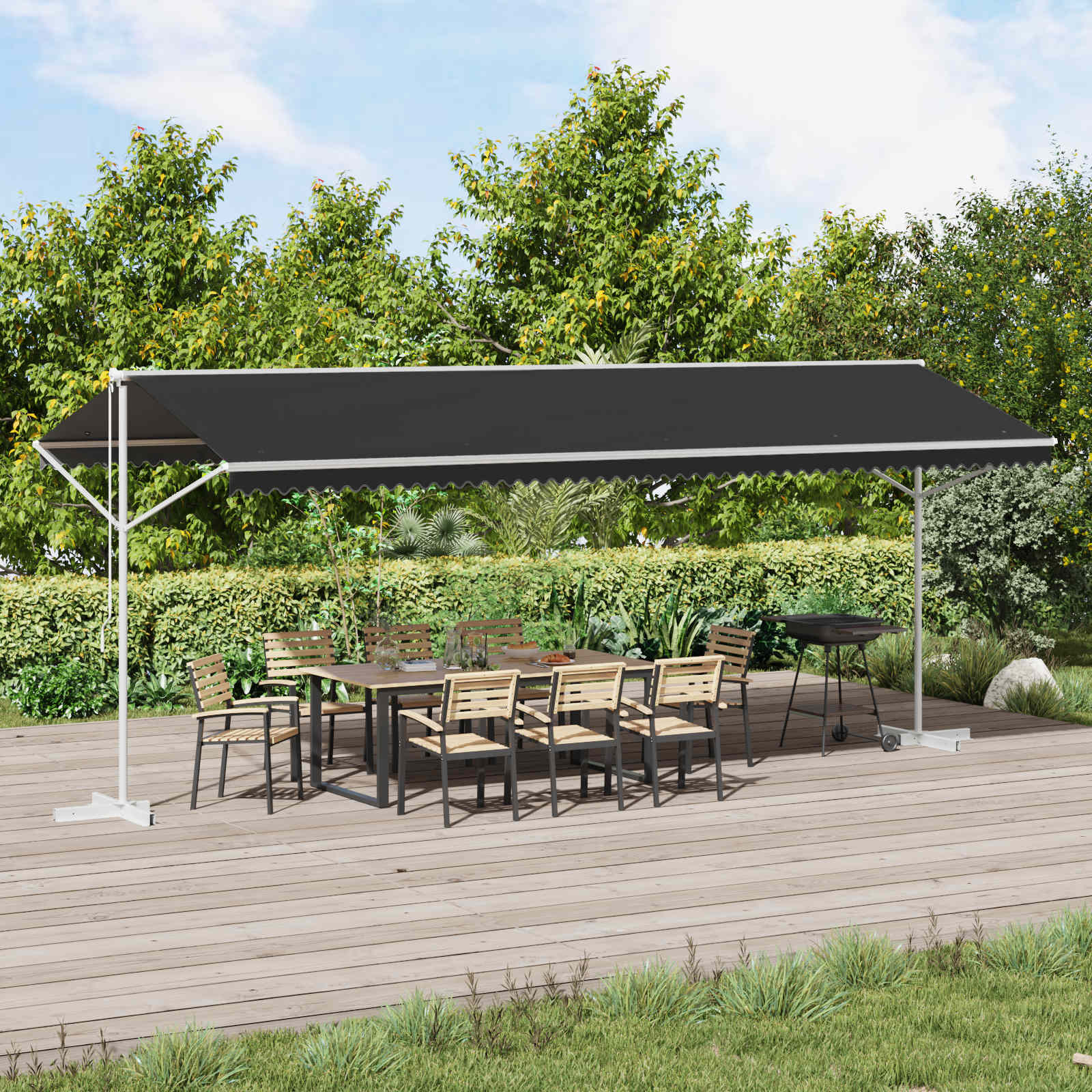 Free-standing awning 4 x 3 m Polyester Anthracite Grey