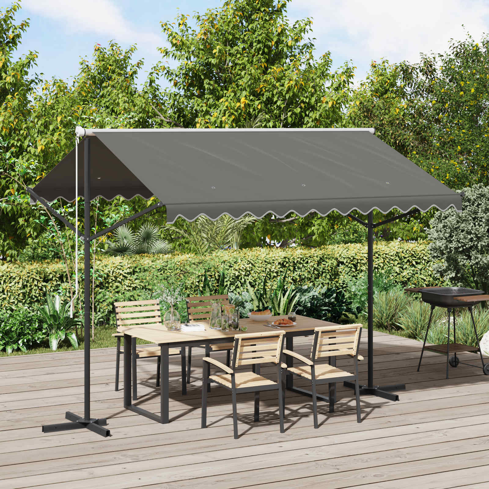 Free-standing awning 4 x 3 m Polyester Anthracite Grey
