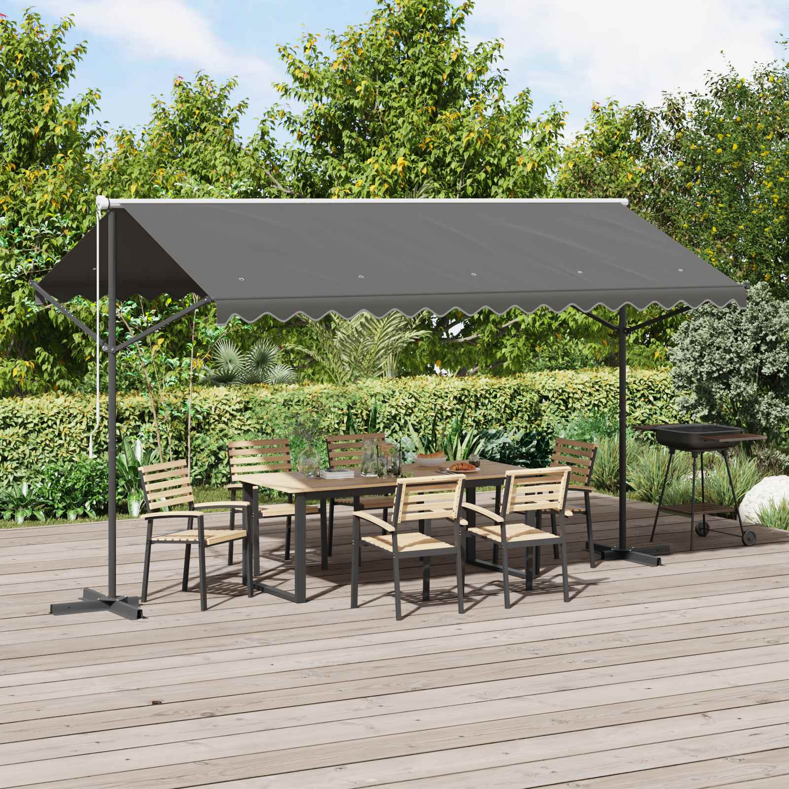 Free-standing awning 4 x 3 m Polyester Anthracite Grey