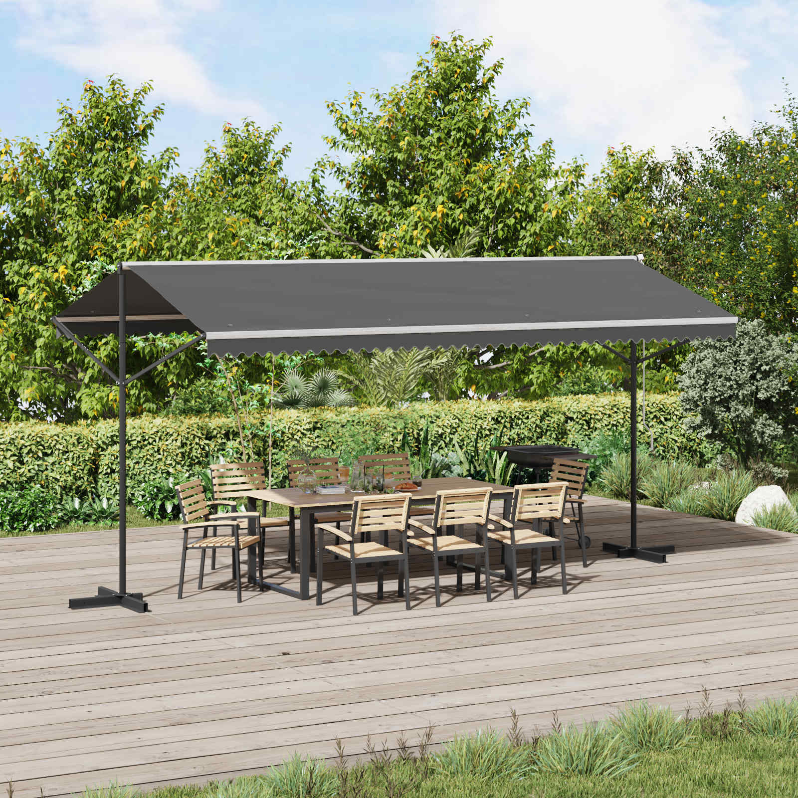 Free-standing awning 4 x 3 m Polyester Anthracite Grey