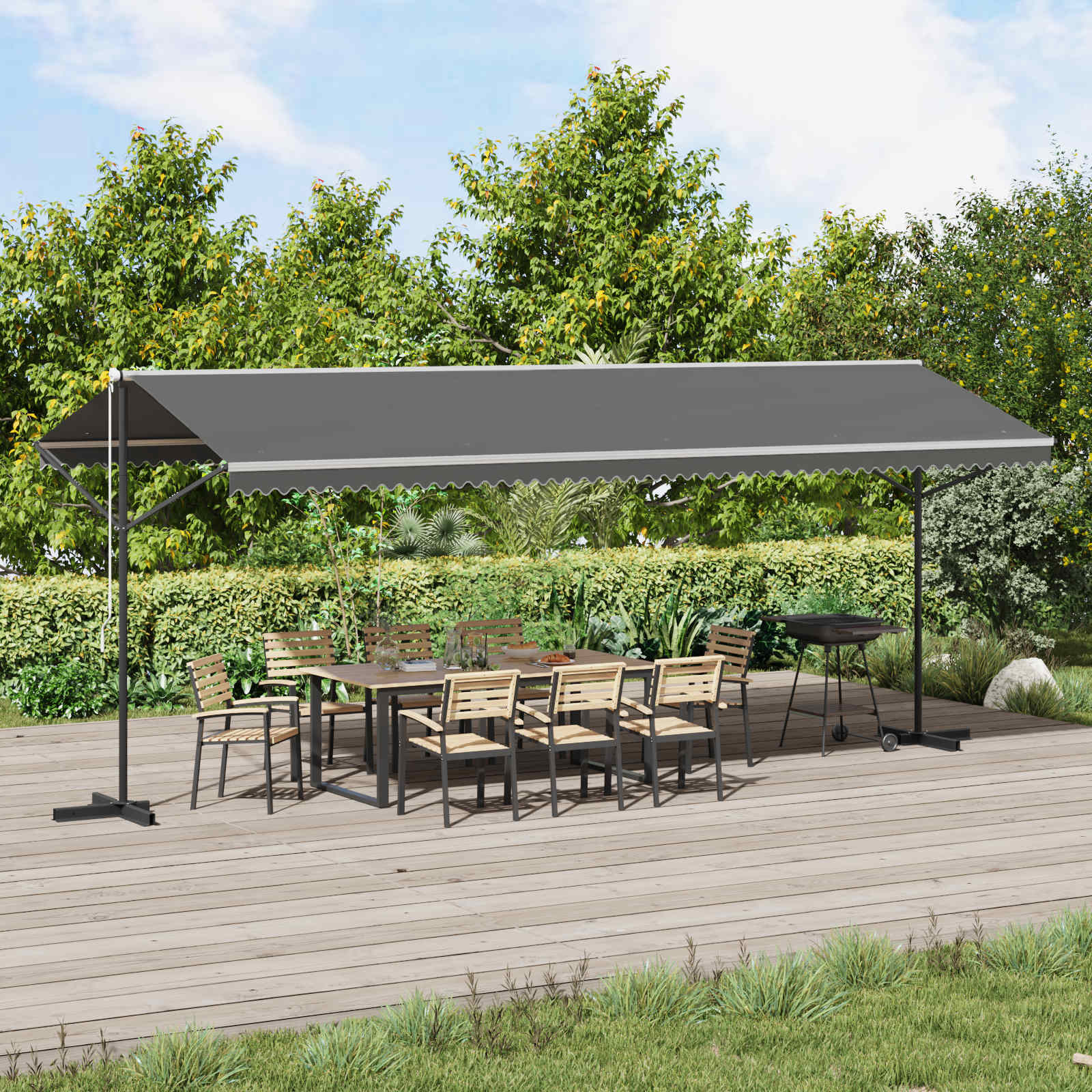 Free-standing awning 4 x 3 m Polyester Anthracite Grey