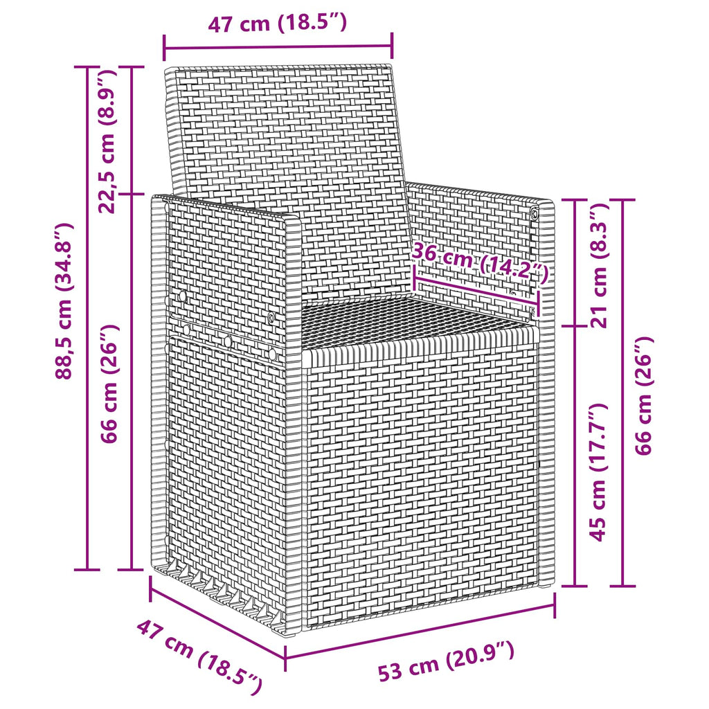 Sillas de comedor de jardín 2 pcs Antracita 53 x 47 x 88,5 cm