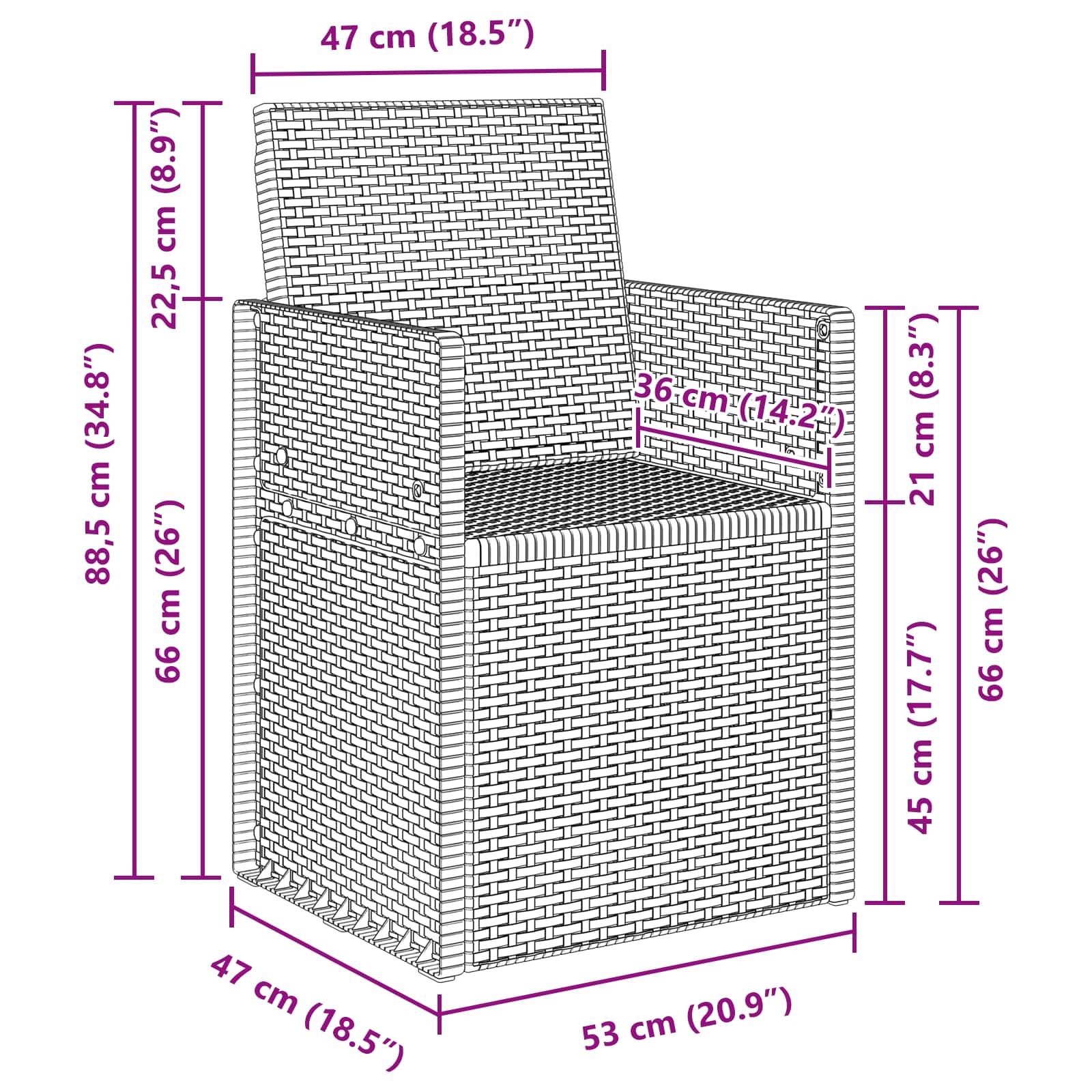 Sillas de comedor de jardín 2 pcs Antracita 53 x 47 x 88,5 cm