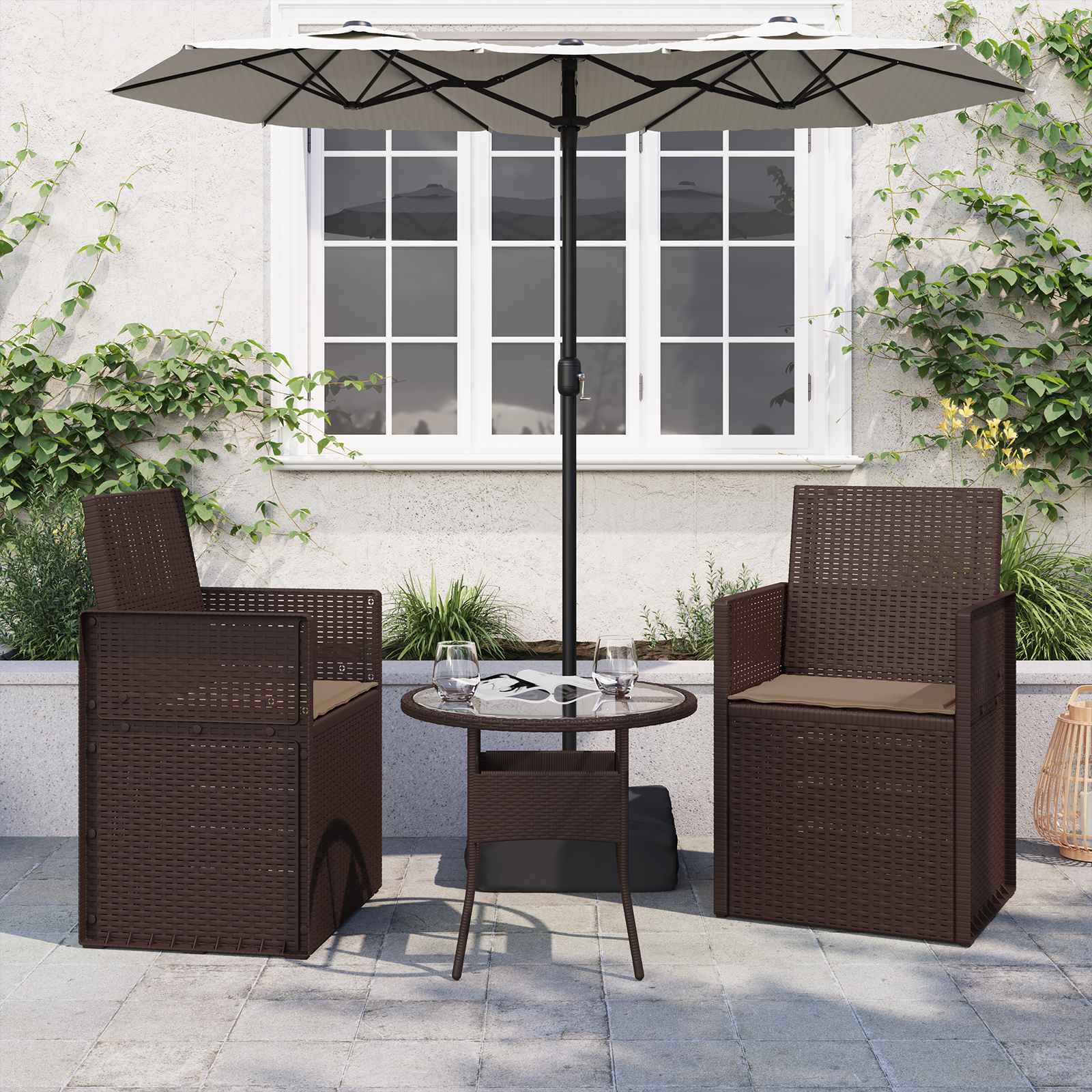 Almofadas de Assento e Encosto 2 pcs Creme 47 x 45 x 2 cm