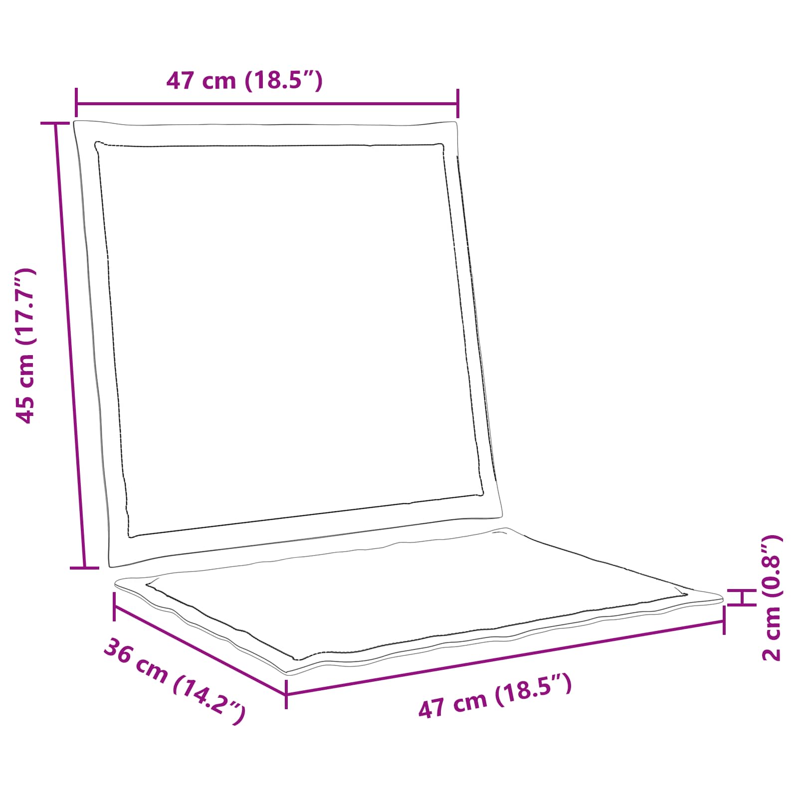 Cojines de Asiento y Respaldo 2 pcs Crema 47 x 45 x 2 cm