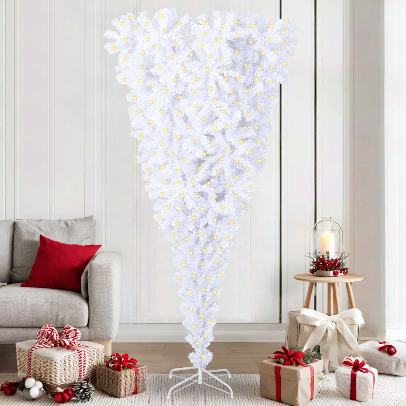 Árbol de Navidad artificial con 300 LED 180 cm PVC y Acero