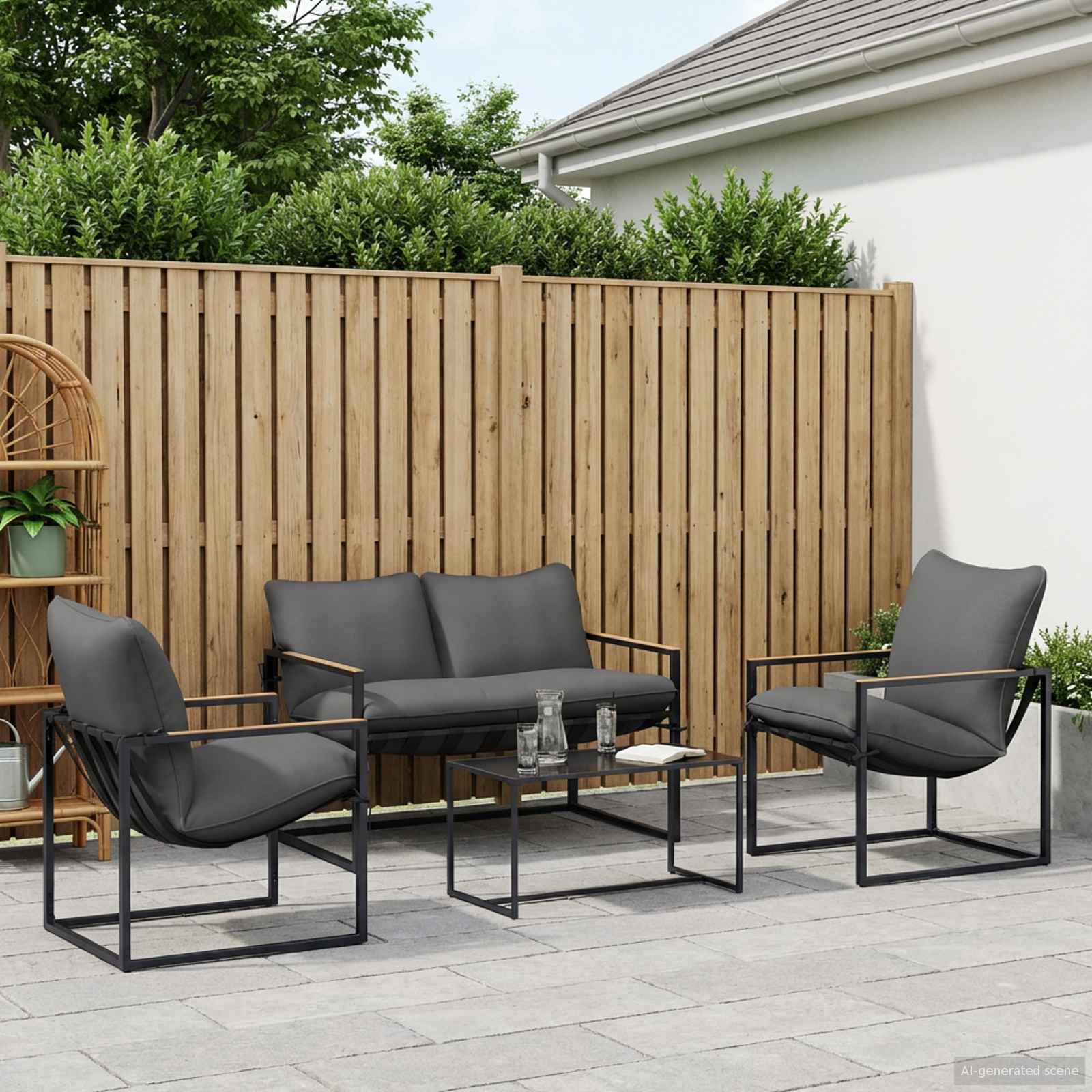 Conjunto de sofás de jardín 11 pcs Beige y blanco crema