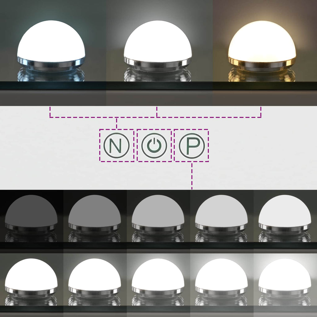 Espejo LED para Tocador Blanco 44 x 10 x 53 cm Vidrio y acero