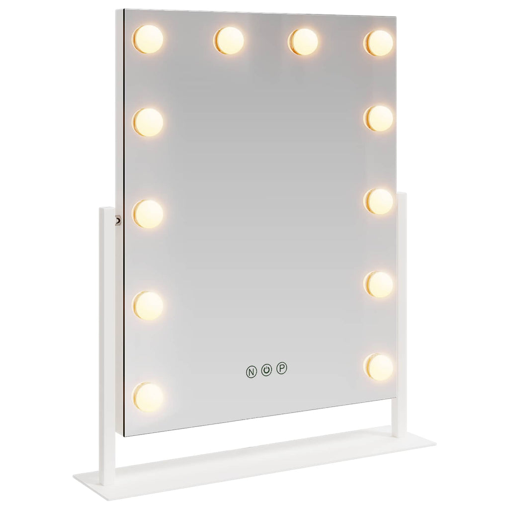 Espejo LED para Tocador Blanco 44 x 10 x 53 cm Vidrio y acero