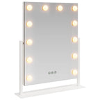 Espejo LED para Tocador Blanco 44 x 10 x 53 cm Vidrio y acero
