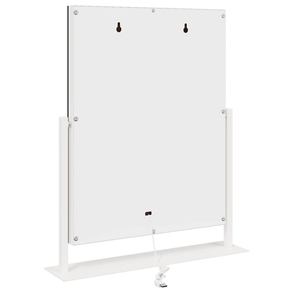 Espejo LED para Tocador Blanco 44 x 10 x 53 cm Vidrio y acero