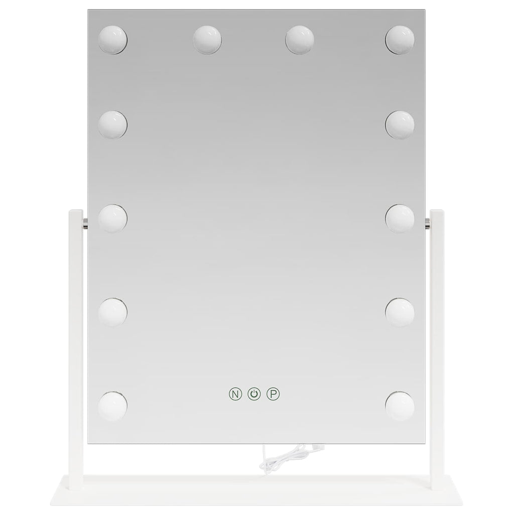 Espejo LED para Tocador Blanco 44 x 10 x 53 cm Vidrio y acero