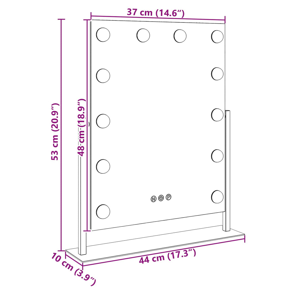 Espejo LED para Tocador Blanco 44 x 10 x 53 cm Vidrio y acero