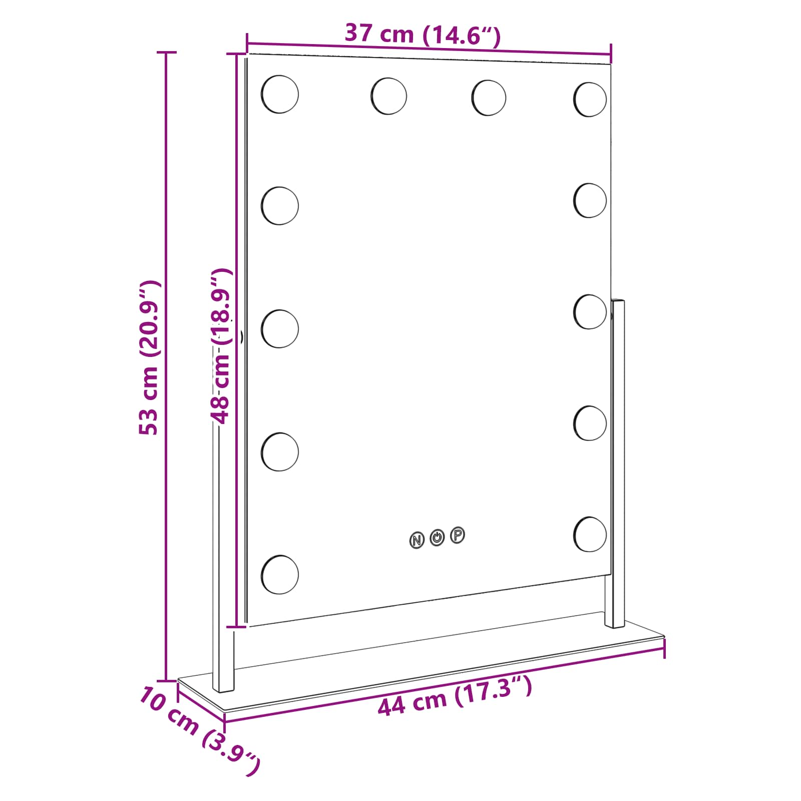 Espejo LED para Tocador Blanco 44 x 10 x 53 cm Vidrio y acero