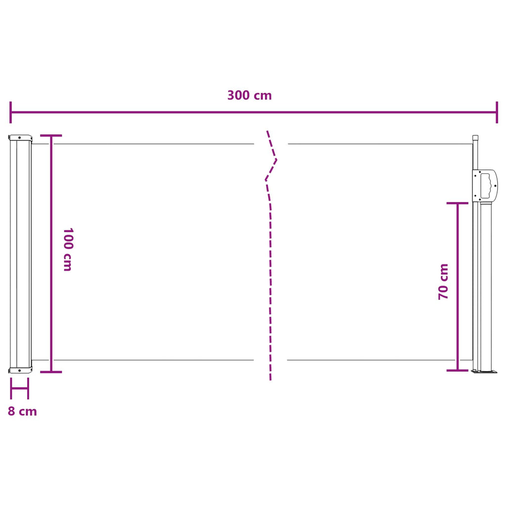 Toldo lateral retráctil Arena 300 x 100 cm Poliéster