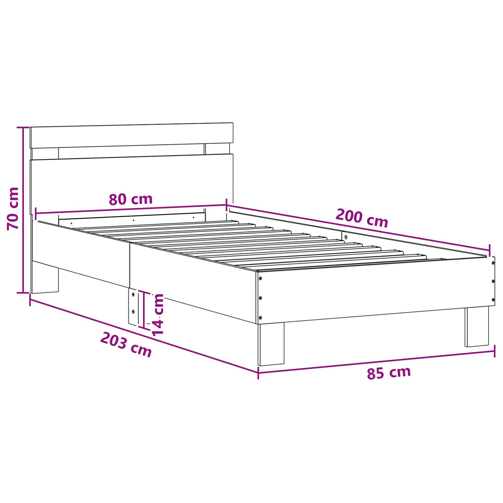 Estructura de Cama con LED Blanco 80 x 200 cm