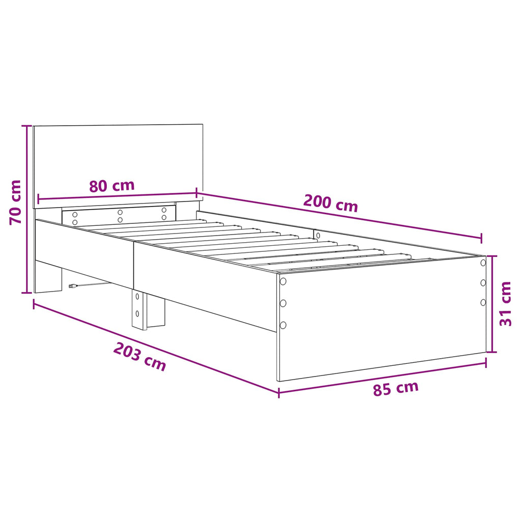 Estructura de Cama con LED Blanco 80 x 200 cm