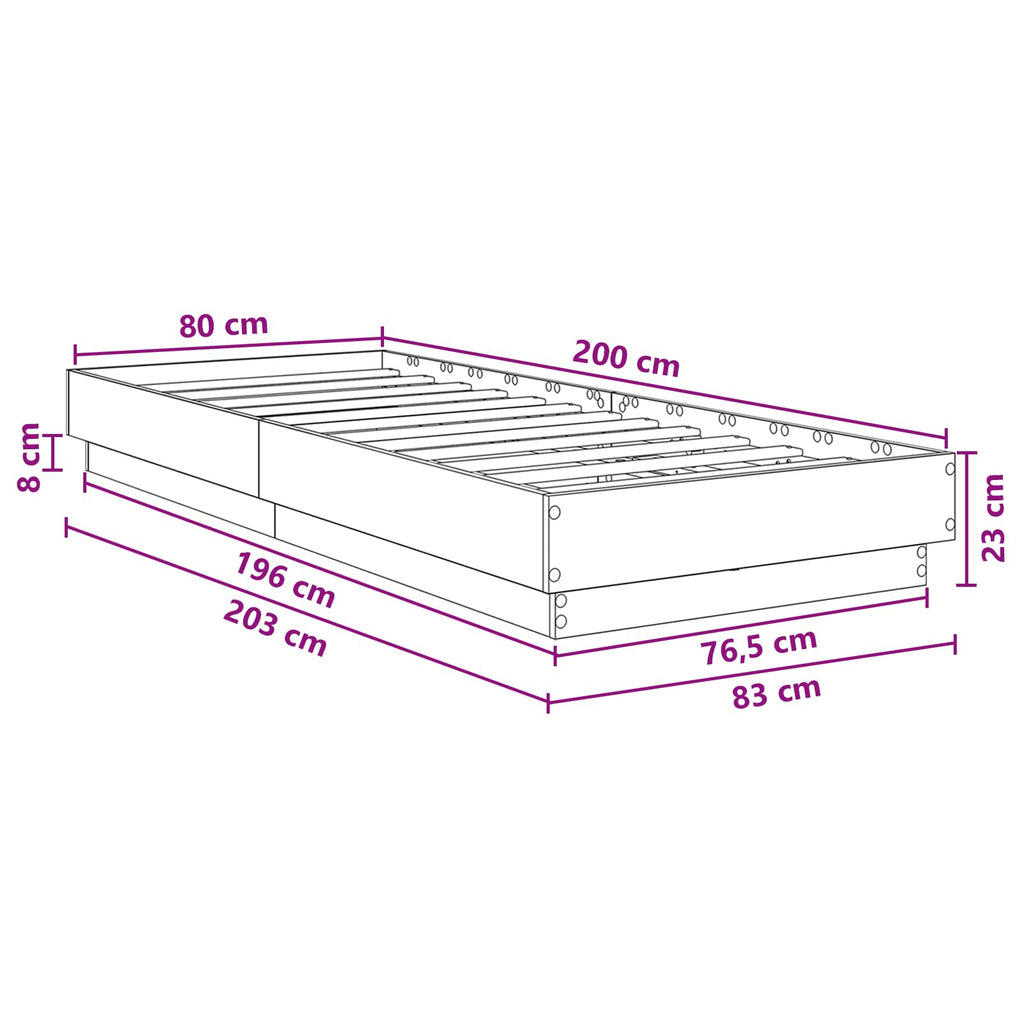 Estructura de Cama con LED Blanco 80 x 200 cm