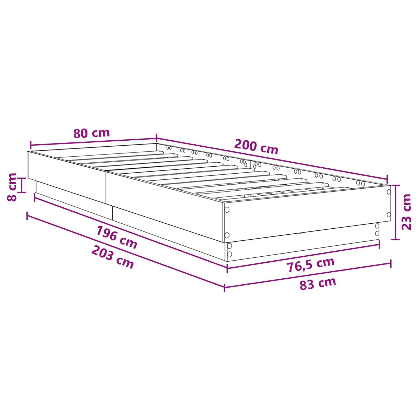 Estructura de Cama con LED Blanco 80 x 200 cm