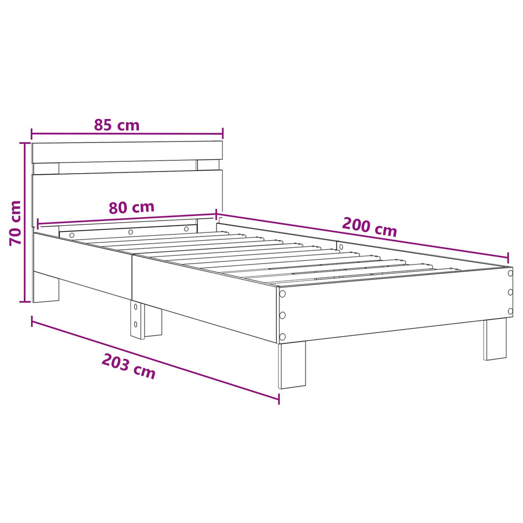 Estructura de cama con cabecero Blanco 80 x 200 cm