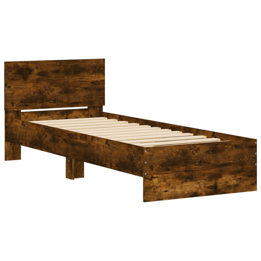 Estructura de cama con cabecero Roble Ahumado 80 x 200 cm