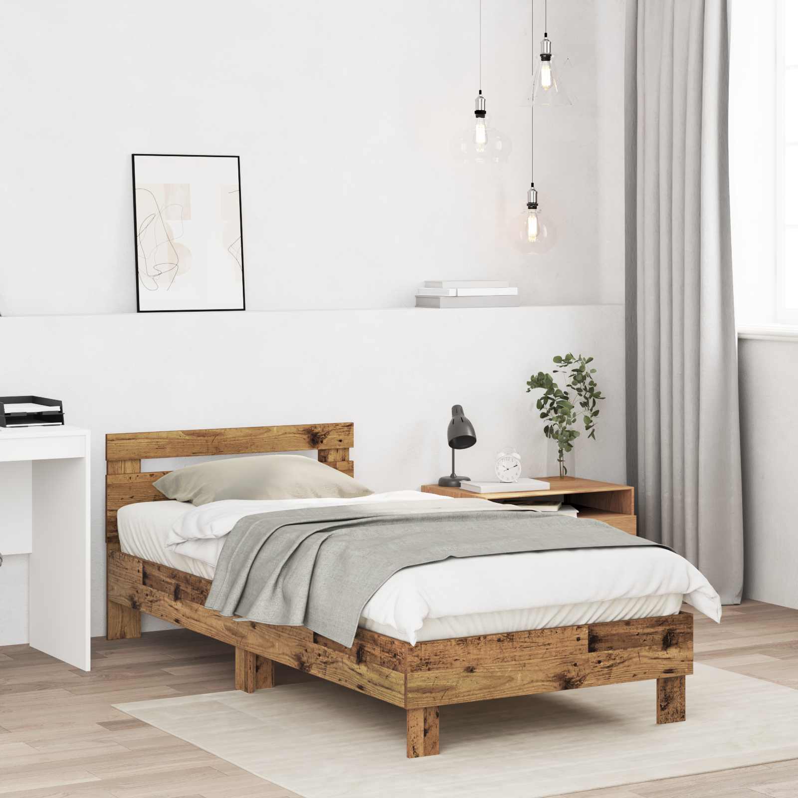 Estrutura de cama com cabeceira Branco 80 x 200 cm