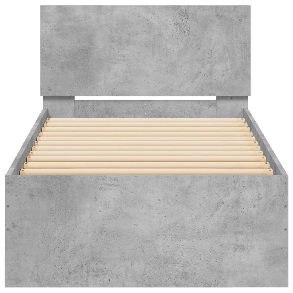 Estructura de cama con cabecero Gris Hormigón 80 x 200 cm