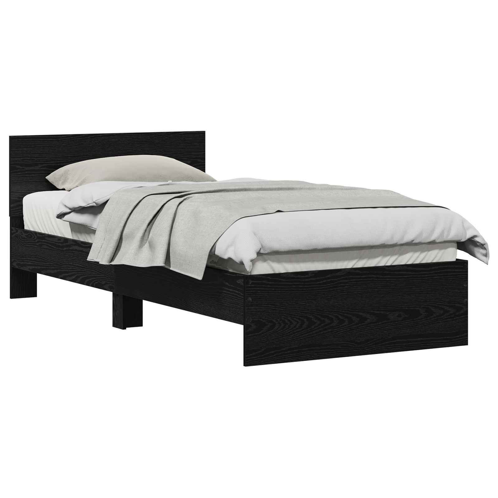 Estructura de cama con cabecero Roble Negro 80 x 200 cm