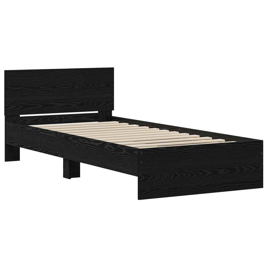 Estructura de cama con cabecero Roble Negro 80 x 200 cm
