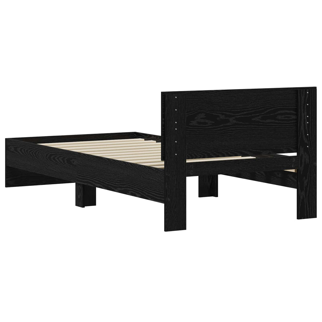 Estructura de cama con cabecero Roble Negro 80 x 200 cm