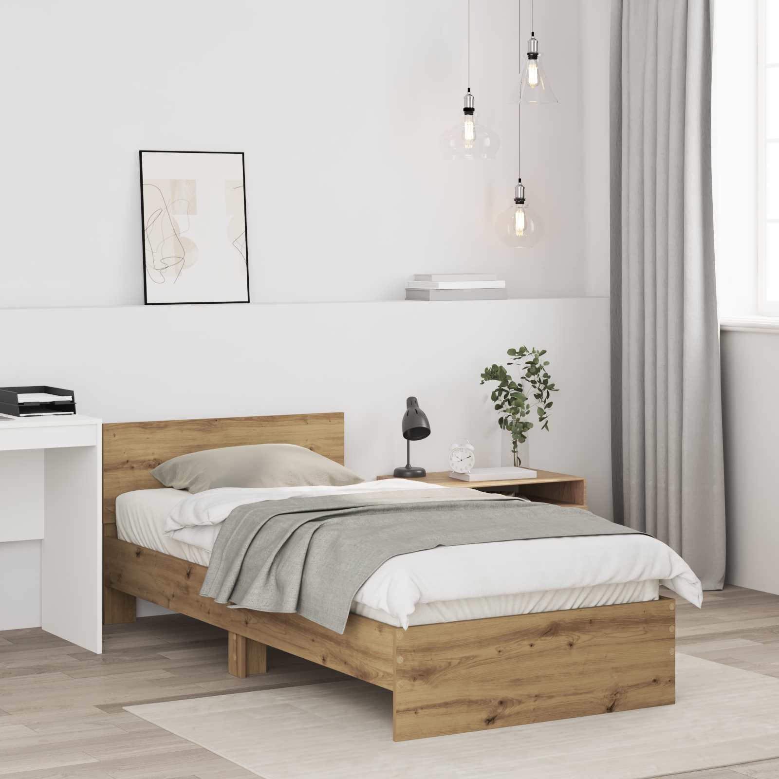 Estructura de cama con cabecero Roble Artesanal 80 x 200 cm
