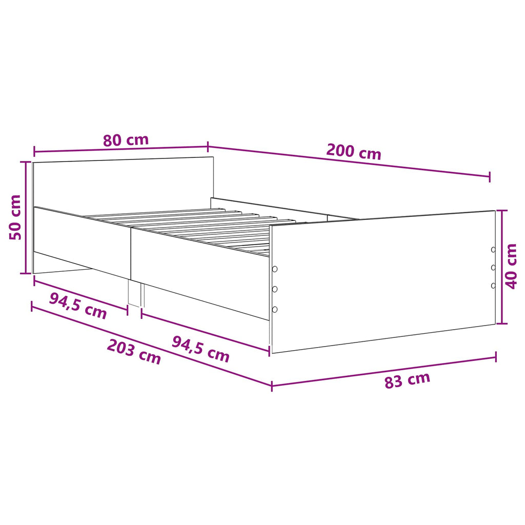 Estructura de cama con cabecero Blanco 80 x 200 cm