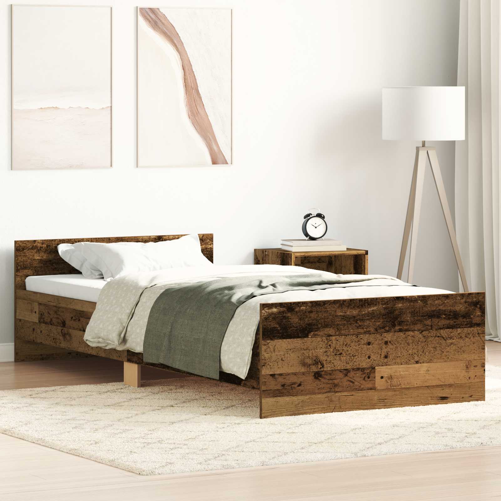Estrutura de cama com cabeceira Branco 80 x 200 cm