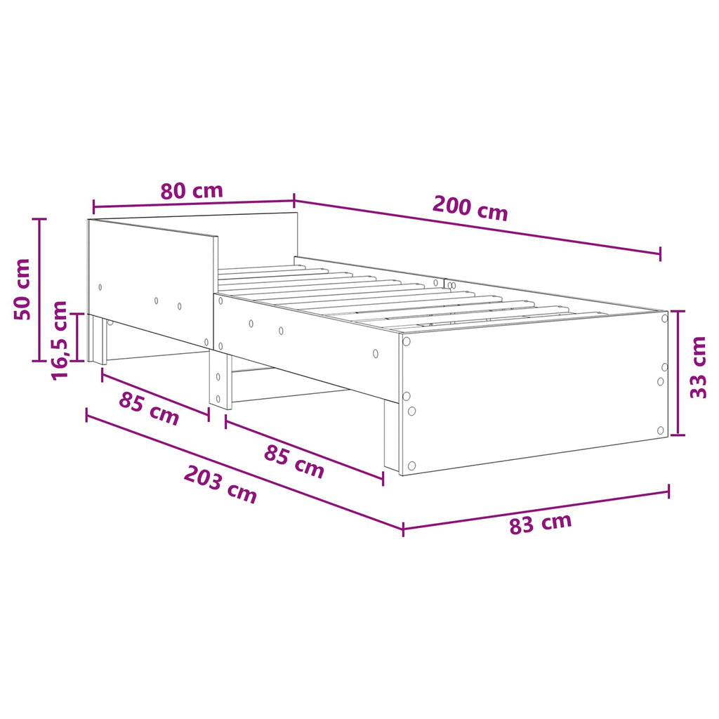 Estructura de cama con cabecero Blanco 80 x 200 cm