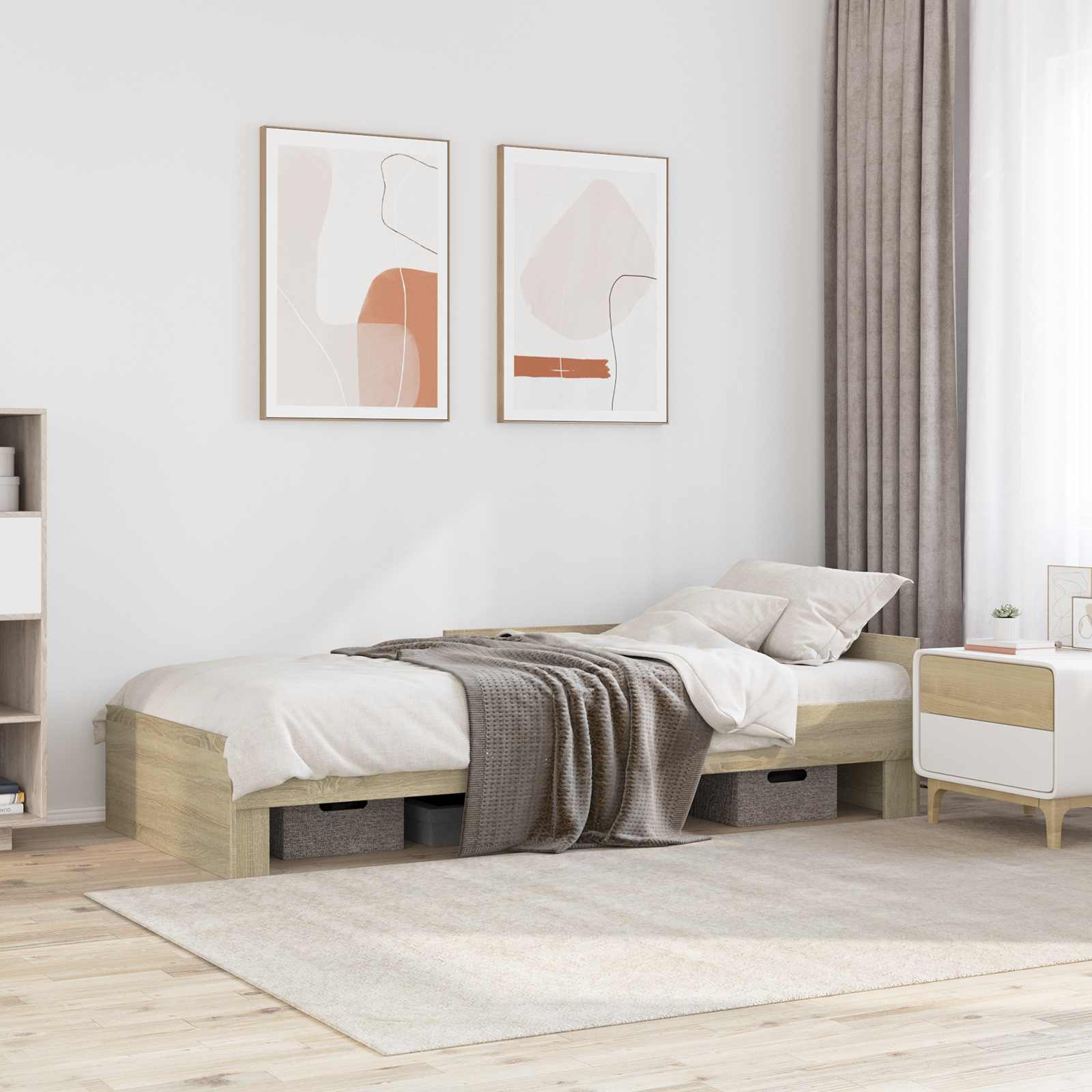 Estructura de cama con cabecero Roble Sonoma 80 x 200 cm