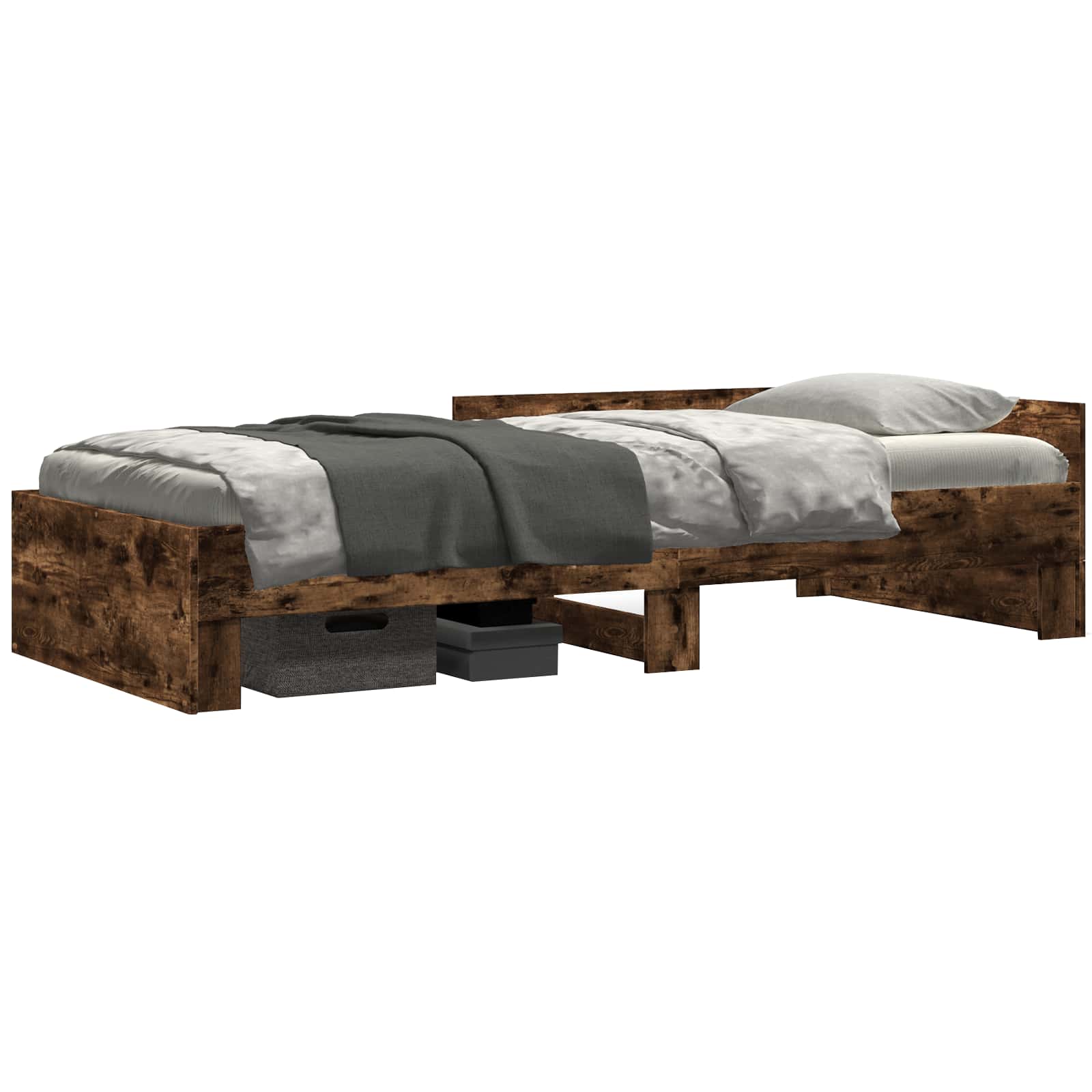 Estructura de cama con cabecero Roble Ahumado 80 x 200 cm