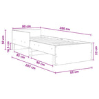 Estructura de cama con cabecero Sonoma gris 80 x 200 cm