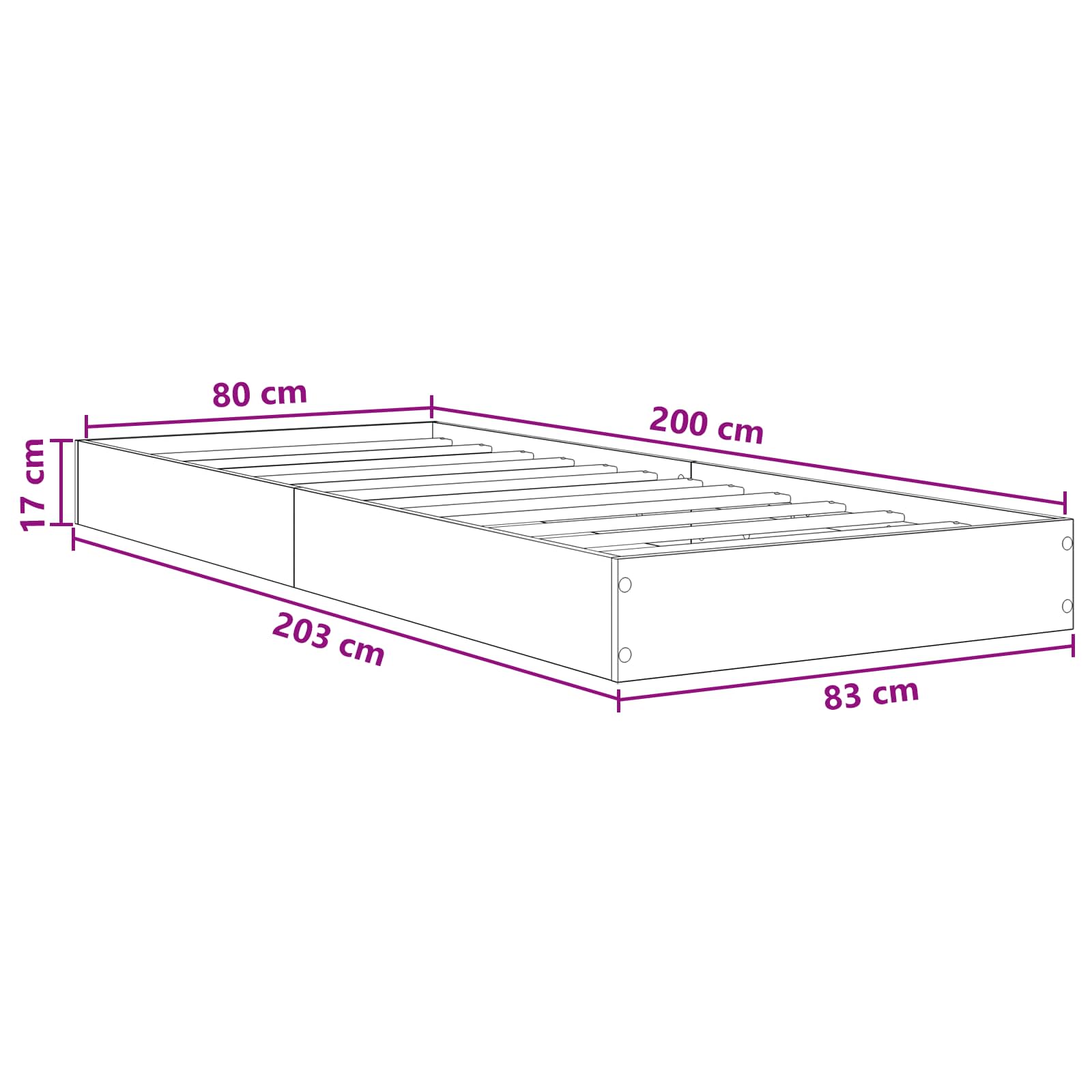 Estructura de cama de suelo Blanco 80 x 200 cm