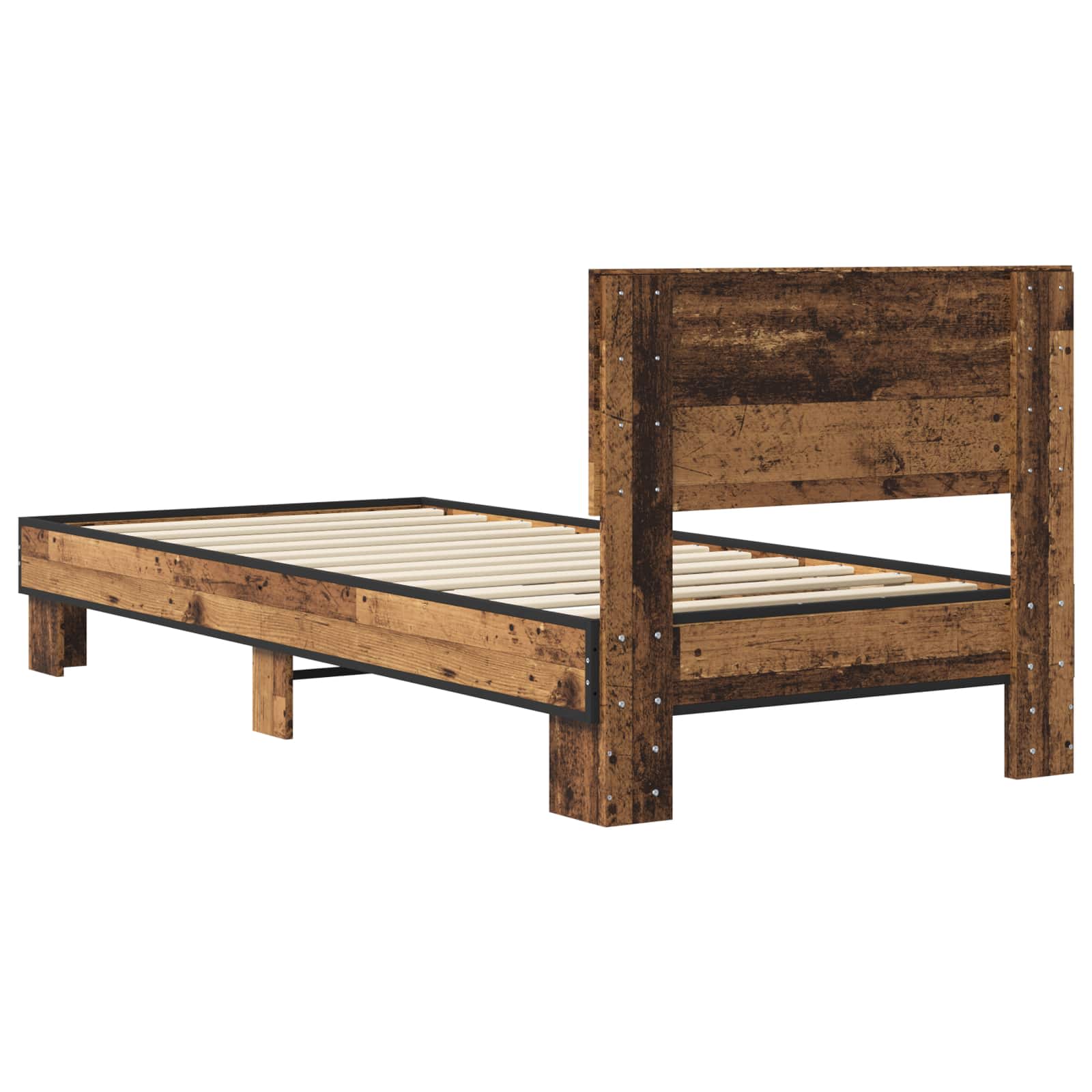 Estructura de cama con cabecero Madera envejecida 80 x 200 cm