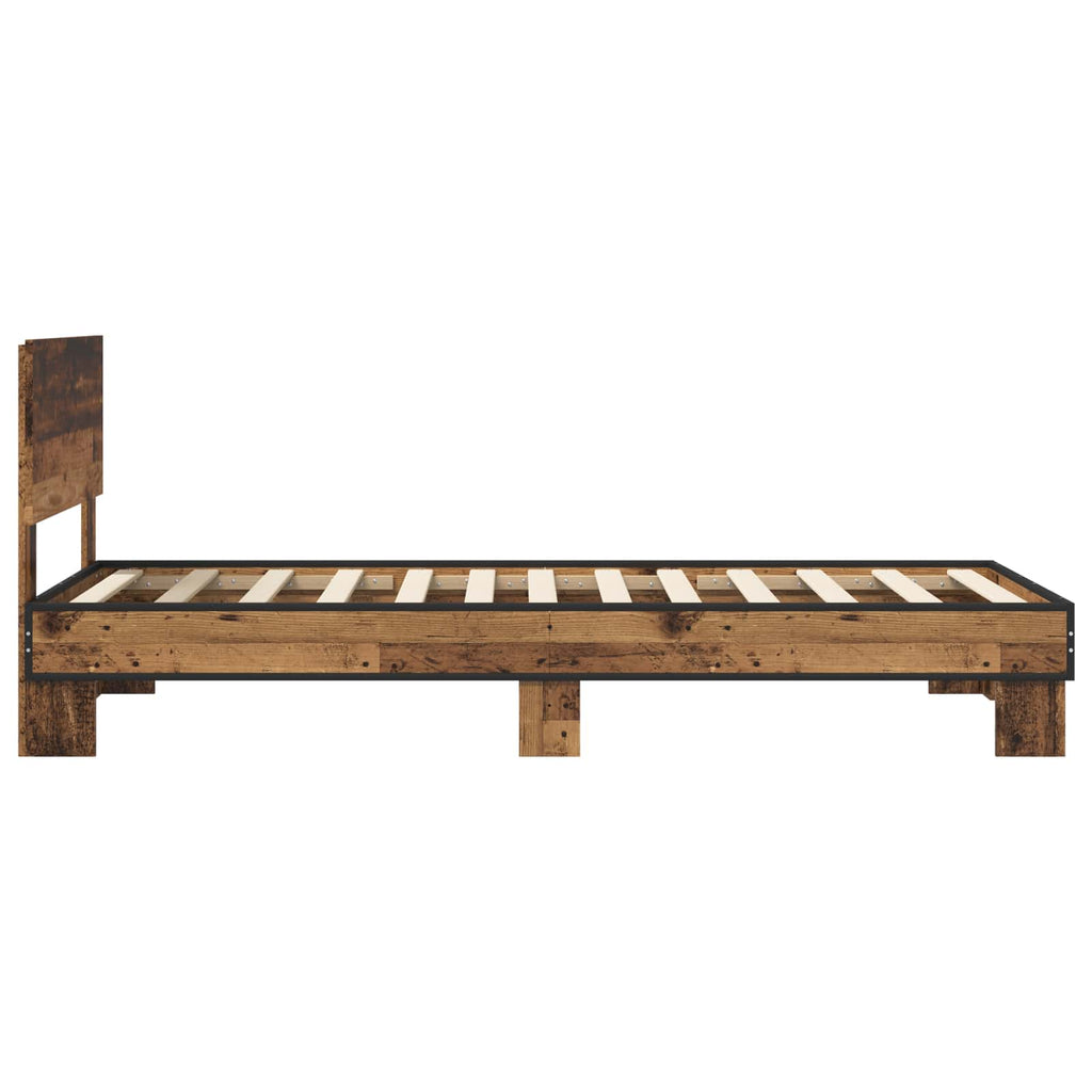 Estructura de cama con cabecero Madera envejecida 80 x 200 cm