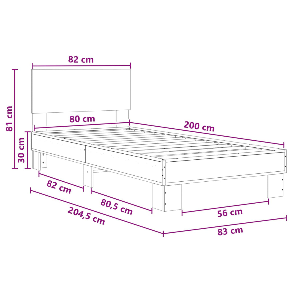 Estructura de cama con cabecero Madera envejecida 80 x 200 cm