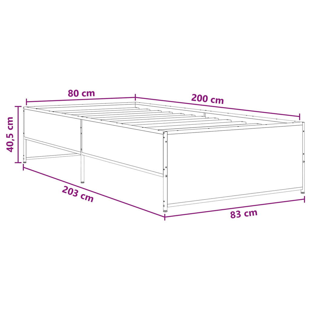 Estructura de cama Madera envejecida 80 x 200 cm