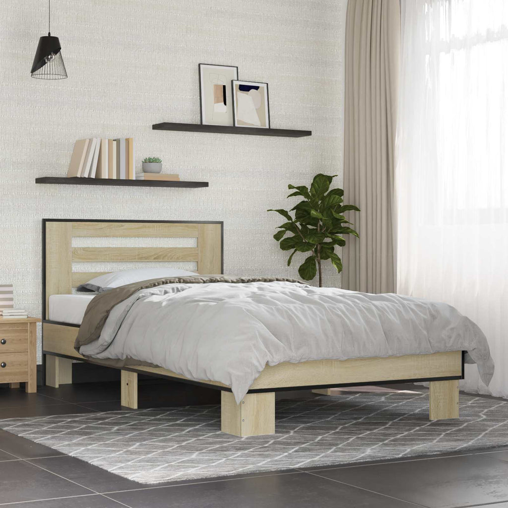 Estructura de cama con cabecero Roble Sonoma 80 x 200 cm