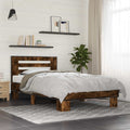 Estructura de cama con cabecero Roble Ahumado 80 x 200 cm