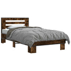 Estructura de cama con cabecero Roble Ahumado 80 x 200 cm