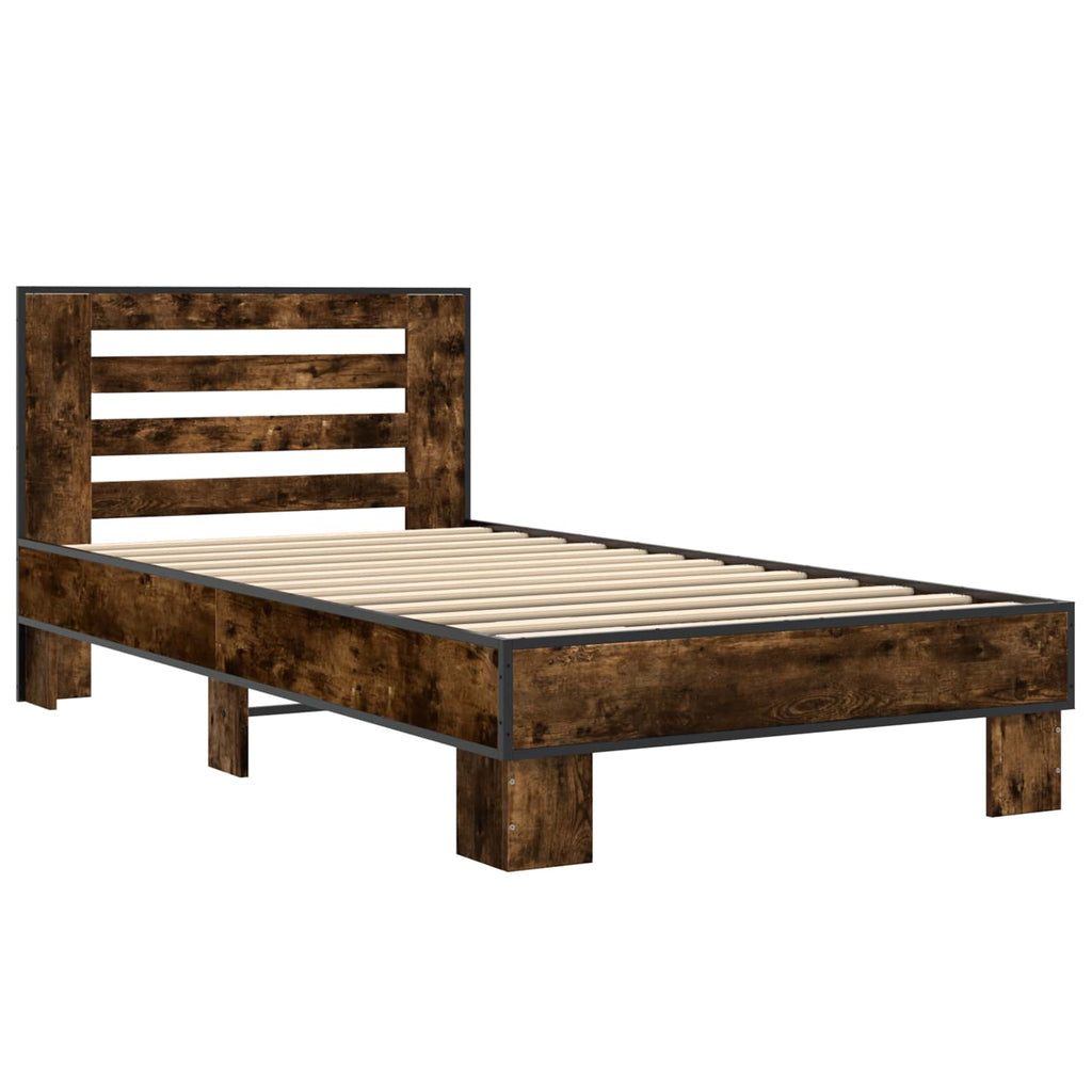 Estructura de cama con cabecero Roble Ahumado 80 x 200 cm